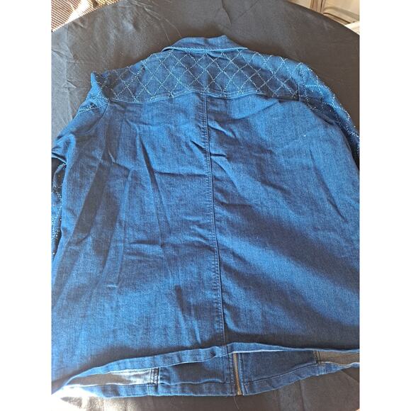 Country Store Denim Jacket Women 1X Full Zip Sequins Long Sleeve - Picture 8 of 8